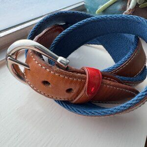 Ermenegildo Zegna Twin Belt Leather Canvas reversible sz 34